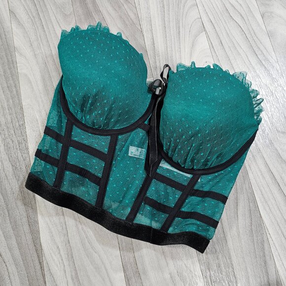 Victoria's Secret VS DREAM ANGELS Green Strapless Dotted Mesh Corset Top, 32DD - Picture 7 of 11